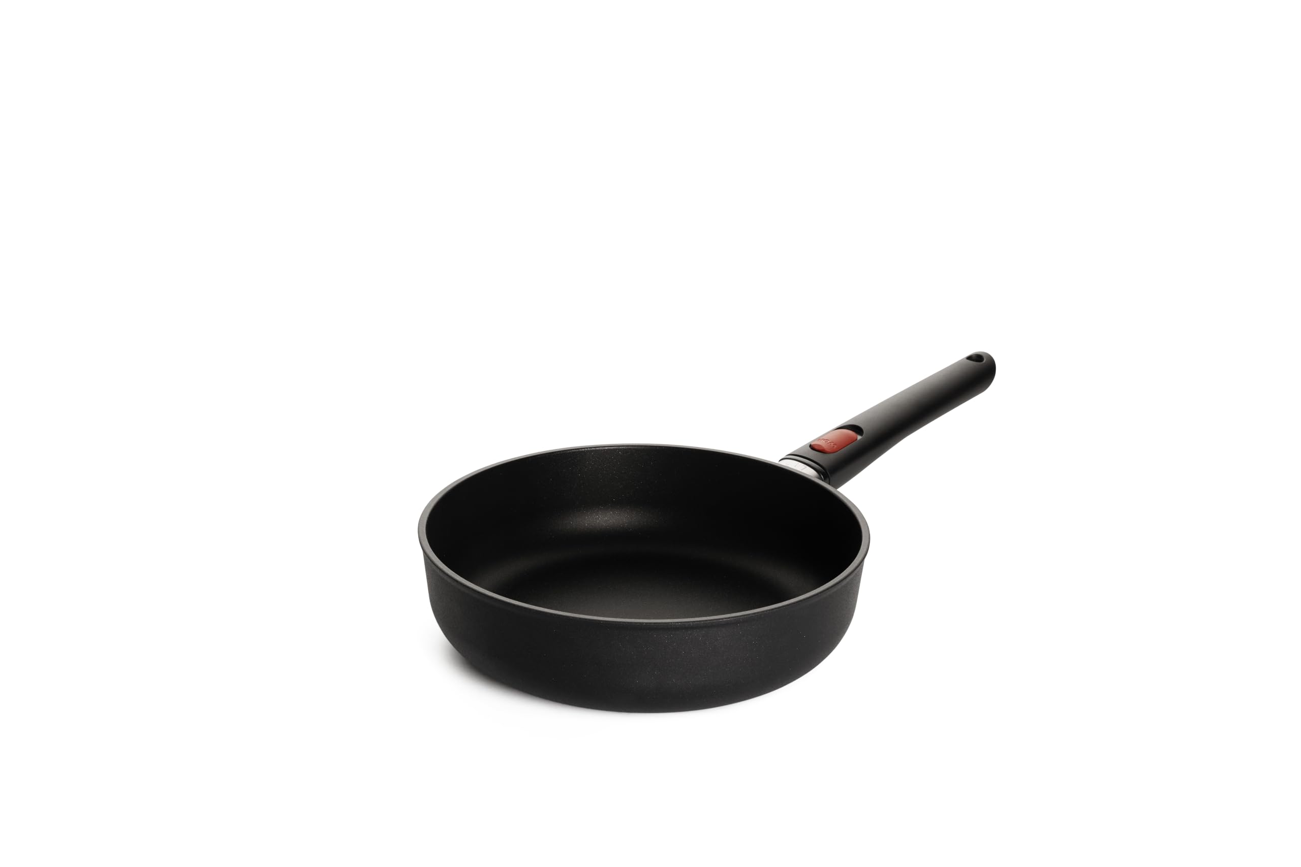 Woll Eco Lite QXR Hochrandpfanne - Induktiv - Ø 24 cm, 7 cm hoch, mit abnehmbarem Stiel - Geeignet für alle Herdarten, PFAS-frei,100% recyceltes Aluminium, backofenfest, schwarz