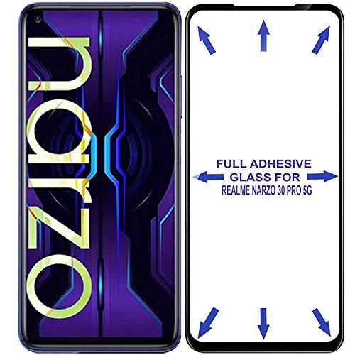 Image of Screen Protector for Realme Narzo 30 Pro (Black) Tempered Glass Edge-to-Edge 6D Screen Guard With Installation Kit