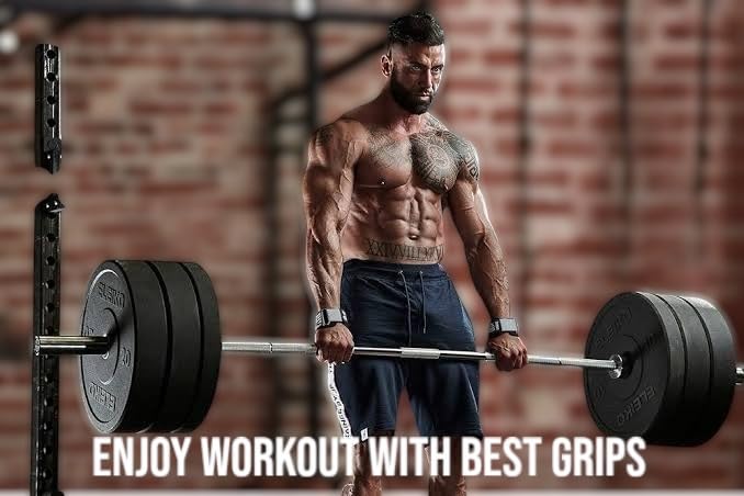 Image of INDIAHUNK New 2025 Weight Lifting Grips (Pair) - Black Powerlifting Straps with Neoprene Padded Wrist Wraps for Deadlifts, Pull-Ups, Rows & Bodybuilding Support (Black)