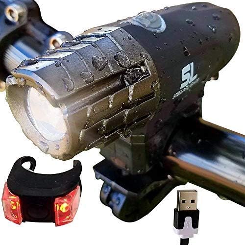 Bright Eyes - Piranha 300 - USB Rechargeable Waterproof Front LED Bike Headlight with Free Tail Light - Super Bright with 360 Degree Rotating Quick Release