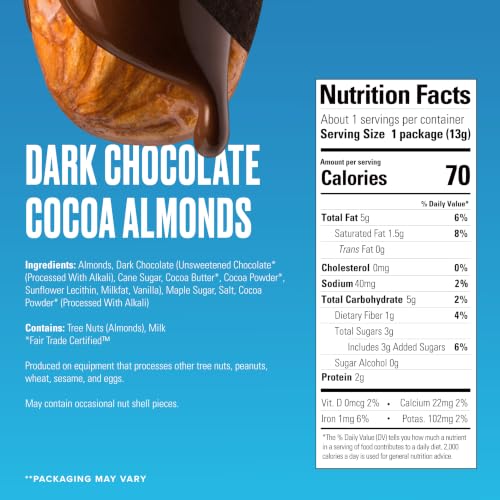 Image of SkinnyDipped Snack Attack Minis Almond Variety Pack, 0.46oz Bags | 25 Pack | Crunchy Whole Almonds Thinly Dipped in Chocolate | Gluten Free | Plant Protein Snack Packs