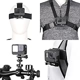 Lupholue Mobile Phone Camera Accessories Kit Head Strap Mount Chest Strap Mount Backpack Clip Mount 360 Degree Rotating Bike Mount for GoPro Hero 12, 11, iPhone, Samsung, Session, Xiaomi Yi