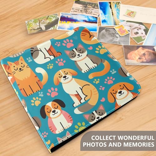 Álbum de Fotos Autoadhesivo DIY Scrapbook Álbum Perros y Gatos 3 Anillos Encuadernadores Libro de Fotos 40 Páginas 8x10 para Memoria miniatura 5