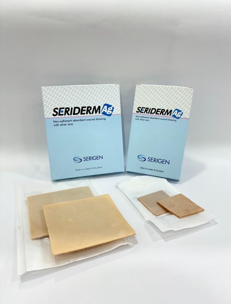 Seriderm Ag Silk and Silver Based Non Adherent Absorbent Antibacterial Wound Dressing for Broad Spectrum Protection and Reliable Healing of Infected Diabetic Ulcers Burns and Surgical Wounds 5 x 5 cms-image-25