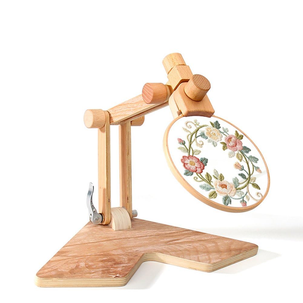 Soporte para bastidor de bordado de madera, soporte ajustable para manualidades, mesa de accesorios portátil, soporte multifuncional para punto de manualidades