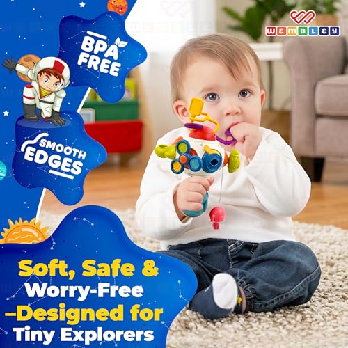 Image of Wembley Toys for 1+ Year Old | Montessori Sensory Activity Toy for Toddlers 1-3 Years | Space-Themed Learning Toy with Spinning, Sliding & Fine Motor Skill Activities | Birthday Gift for Boys & Girls