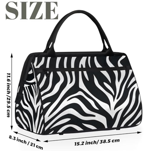 Black White Zebra Stripes Weekender Overnight Bag for Women Waterproof Carry On Travel Duffle Bags with Pocket Lightweight Sports Gym Tote Bag Large Luggage Workout Personal Item Hospital Bags2