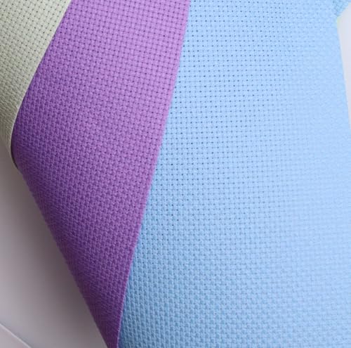 Image of KCS 3 pc of 15 inch x 18 inch(38cmx45cm) Counted Cross Stitch Cotton Aida Cloth Needlework Rolled Fabric Box,16CT,Light Green+Lavender+Light Blue
