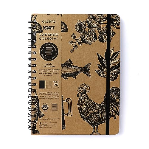Caderno Espiral Kraft Pautado 17X24 Relicário, Cicero
