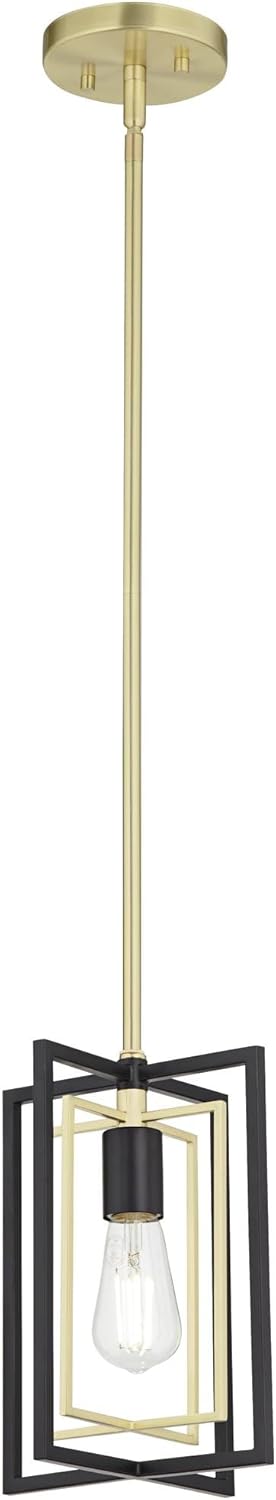 Possini Euro Design Nima Black Gold Mini Pendant Light 8" Wide Modern Industrial Open Rectangle Metal Fixture for Dining Room House Foyer Kitchen Island Entryway Bedroom High Living Ceilings