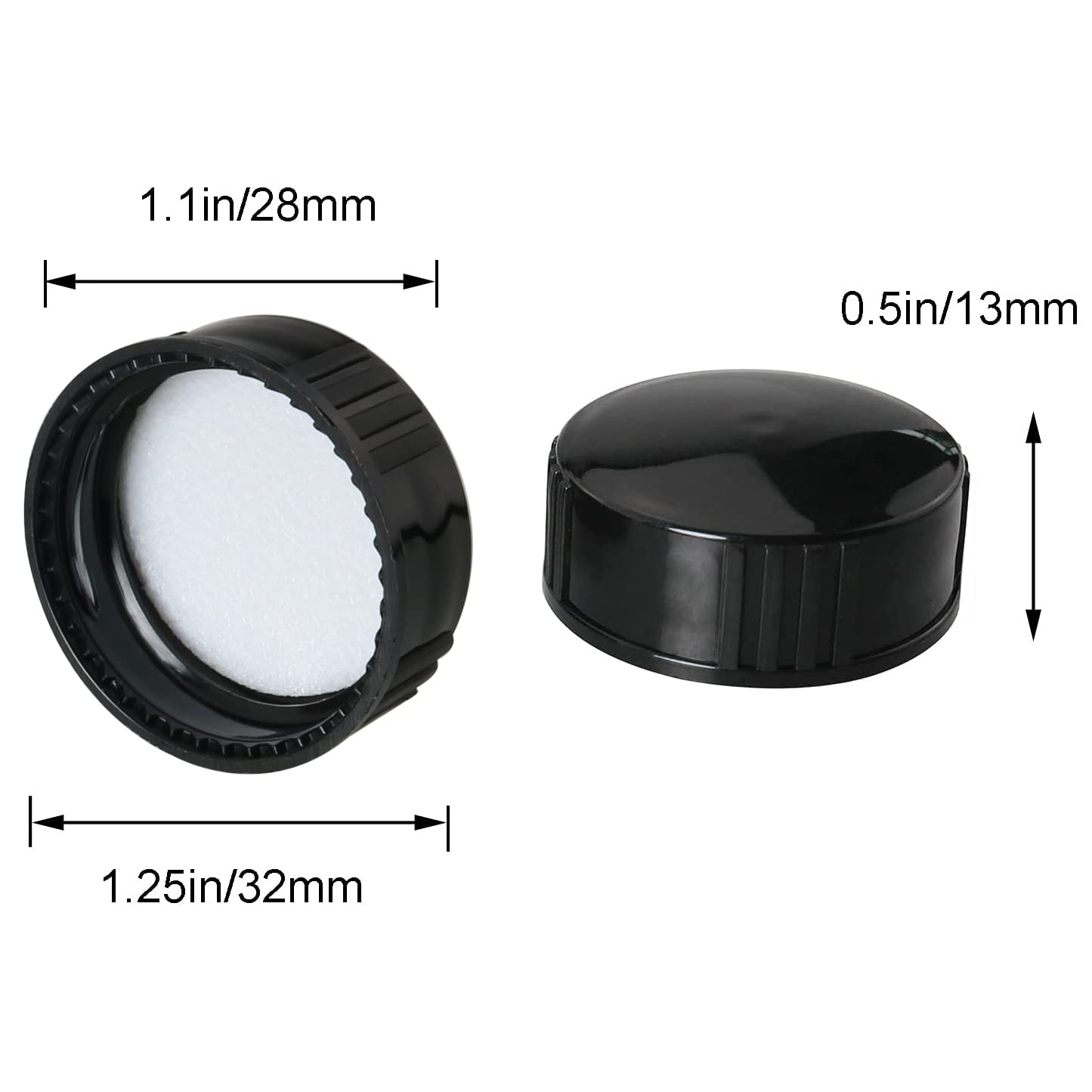 MEETOOT 12pcs copertura in resina fenolica 28 fili 28mm tappi a vite in poli nero per prodotti chimici quotidiani, alimenti, cosmetici bottiglie