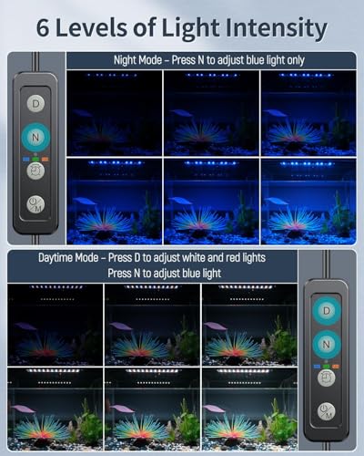 Image of Pawfly 28W Aquarium LED Light for 36 to 42 Inch Extendable Fish Tank Light with Full Spectrum Brilliant White Blue Red Lights with Daytime & Night Modes Timer Auto On /Off Adjustable Brightness