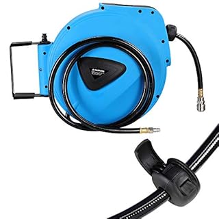 Bakaji Avvolgitubo Aria Compressa con Tubo 20 mt Attacco 1/4" Fissaggio a Parete Muro Sistema blocco automatico, Salvaspazio Accessorio Compressore Aria compressa Pressione Max 18 Bar