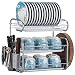 Produktbild CQ Geschirrablage Chrom Edelstahl Teller Geschirr Besteck Tassenablage Mit Tablett Stahl Abtropfschale Rack Küchenregal