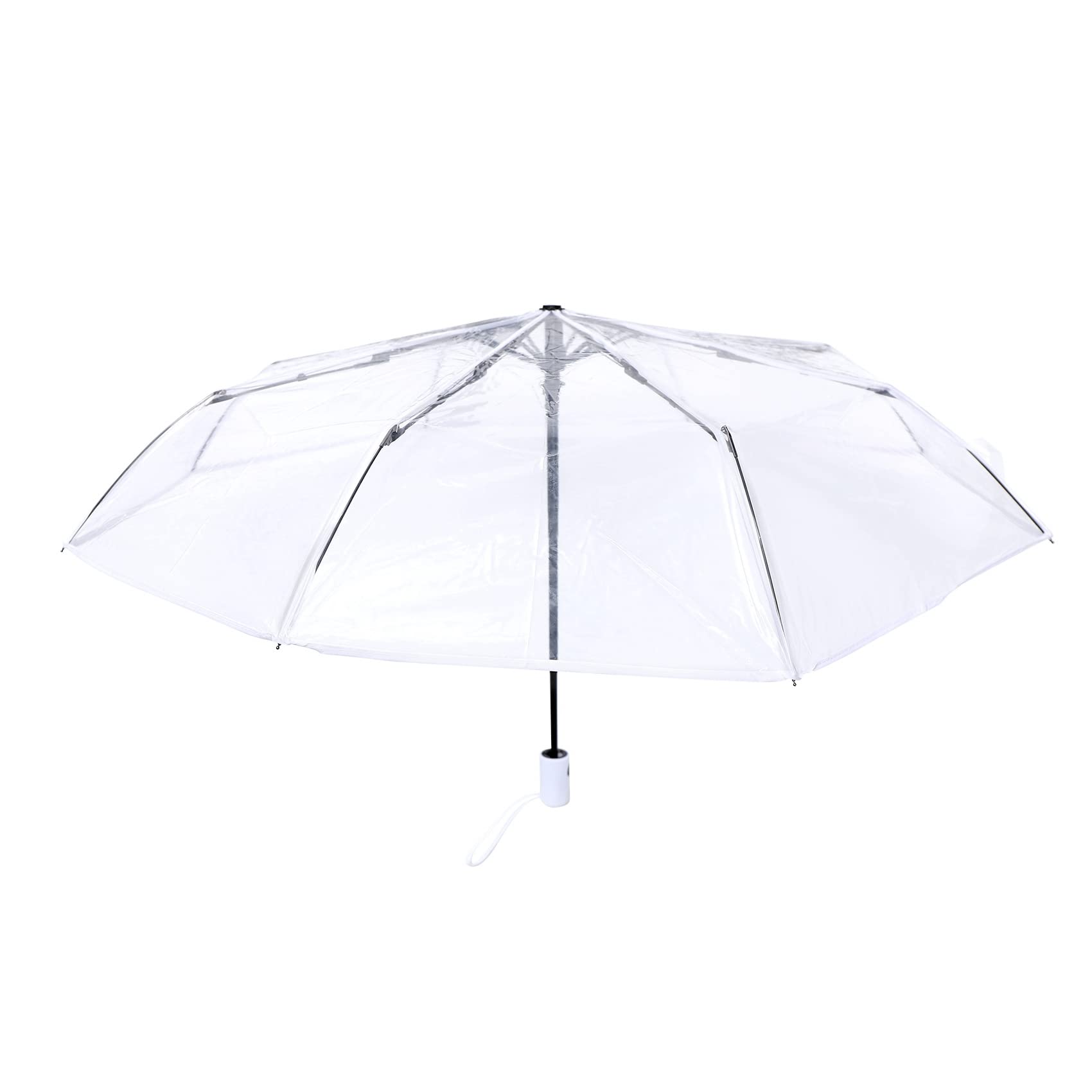 Oicib Women's Clear,Transparent,White Transparent Umbrella Automatic Umbrella Men Umbrella Folding Windproof Style Clear Umbrella,Transparent & White Border
