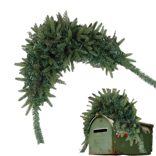Guirnalda de pino, agujas de pino artificiales, 110,49 cm, guirnalda para buzón, Navidad, para puerta de casa, pared, ventana, terraza, jardín, patio