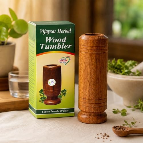 Image of Vijaysar Wood Glass for Diabetes | Lab Certified Approved by Ayurvedic Doctor | Natural Ayurvedic Herbal Wooden Sugar Care Glass 80 ml, Bija Wood Drinking Water Cup for Sugar Balance