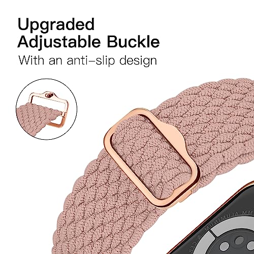 Joehwerr Anti-Slip Braided Band 3-Pack Compatible for Apple Watch Straps 38mm 40mm 41mm 42mm 44mm 45mm 49mm Women, Adjustable Stretchy Elastic Replacement Strap for iWatch Ultra SE 8 7 6 5 4 3 2 1 - Image 2