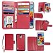 xhorizon Premium Leather Folio Case [Wallet Function] [Magnetic Detachable] Fashion Wristlet Lanyard Hand Strap Purse Multiple Card Slots Cash Compartment Pocket for Samsung Galaxy S5 (i9600)