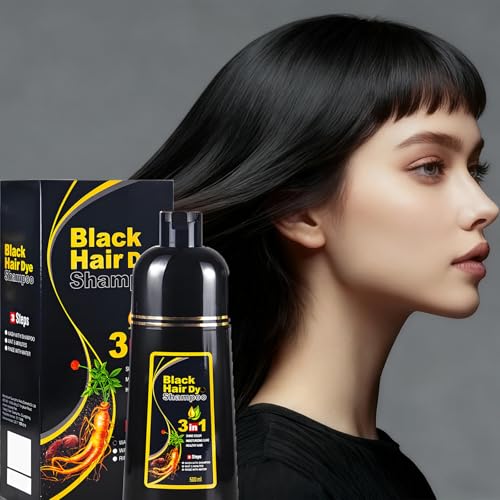 PFSLiang Negro tinto Champú para teñir el Hair Dye Shampoo, 6 en 1, Champú Color Negro Champu Tinte Canas Instantáneo Cubre Canas, Tinte Pelo Barba Champu Canas, Hair Color para Hombres Mujeres