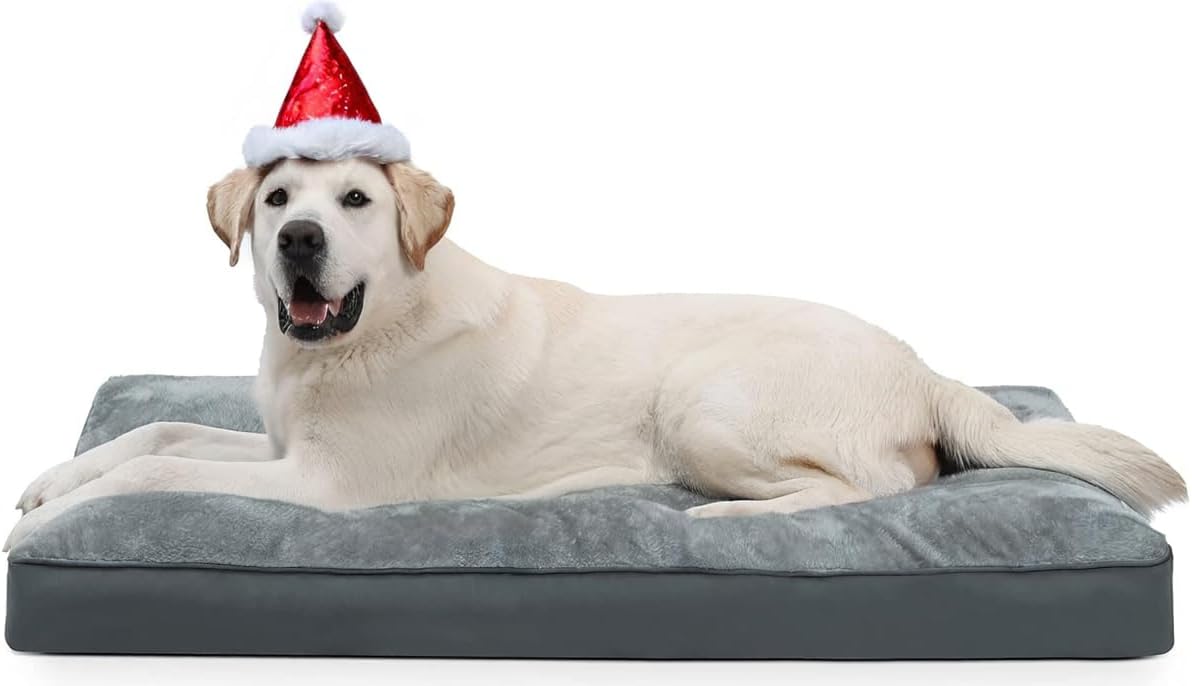 dog crate bed waterproof deluxe plush dog beds with removable washable cover anti-slip bottom pet sleeping mattress for large, medium, jumbo, small dogs, 41 x 27 inch, gray 41.0"l x 27.0"w x 3.0"th grey