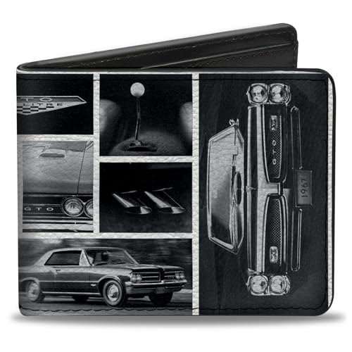 Buckle-Down Men's PU Bifold Wallet-1967 Pontiac GTO Snapshots White/Grays, Multicolor, 4.0