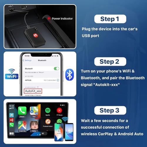 Image of MEGAAUDIO Tune 2 in 1 Wireless Car Adapter | Convert Wired Android Auto CarPlay to Wireless, Bluetooth Car Receiver | Seamless Connectivity, Compatible with OEM Factory Wired Systems