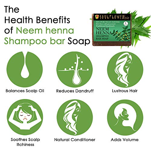 Image of Soulflower Neem Henna Shampoo Bar Soap, 150g