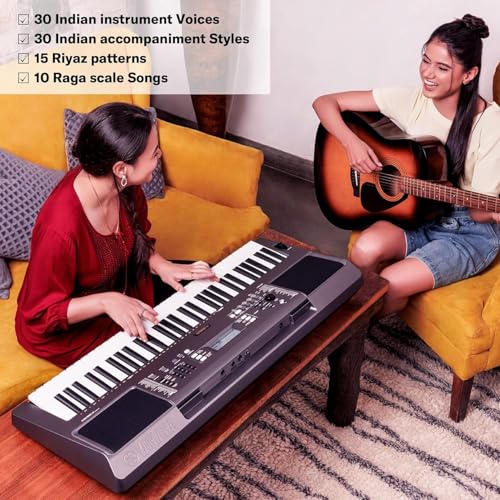 Image of Yamaha PSR-I300 61 Keys Digital Piano Keyboard with Indian Rhythms, Blueberry KB-50 Bag, R-12 Stand, Dust Cover and Adapter
