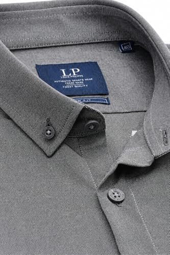 Image of Louis Philippe Men's Slim Fit Signature Oxford Easy Care, Natural Stretch Full Sleeve Solid Casual Shirt, Cotton