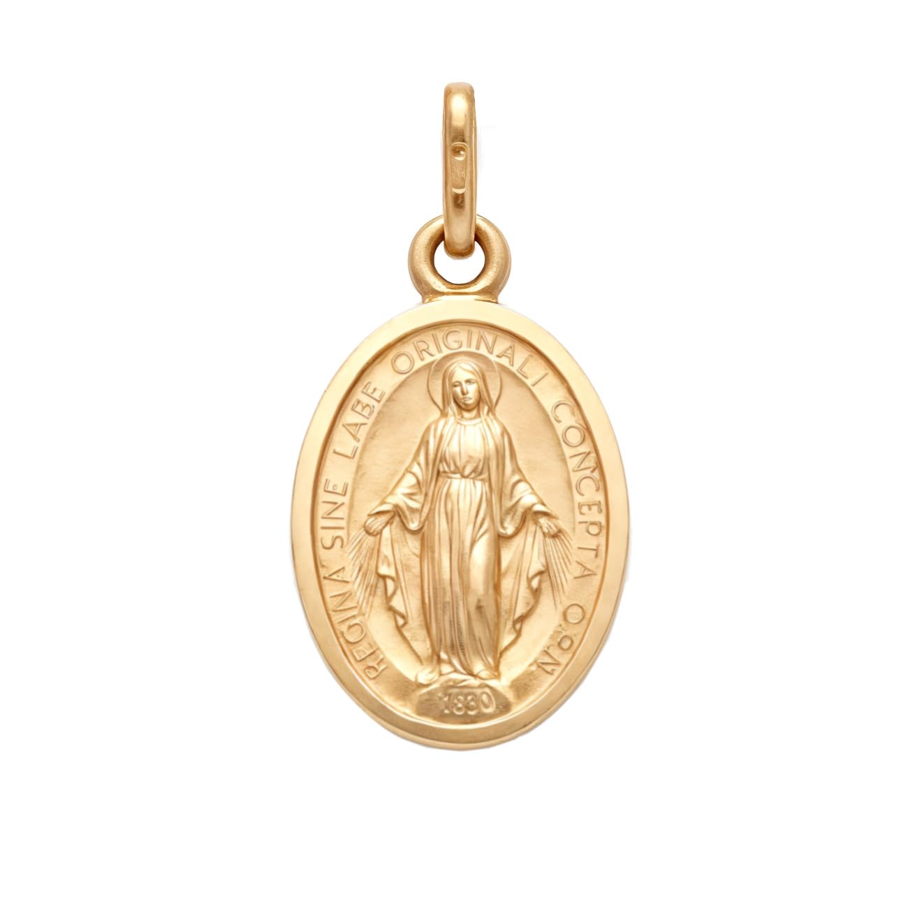 Child's Small Solid 9ct Gold Miraculous Medal Catholic Pendant - 12mm x 9mm Miraculous Medal PENDANT ONLY with Jewellery Gift Box