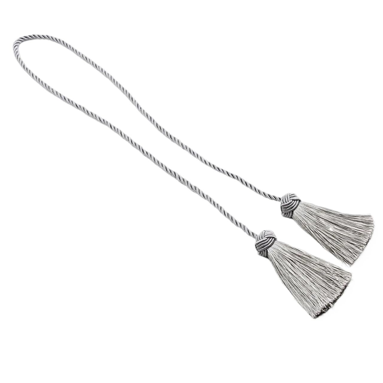 Lot de 10 embrasses de rideaux à pompons dorées pour rideaux - Accessoires en polyester - Occultant (argenté)