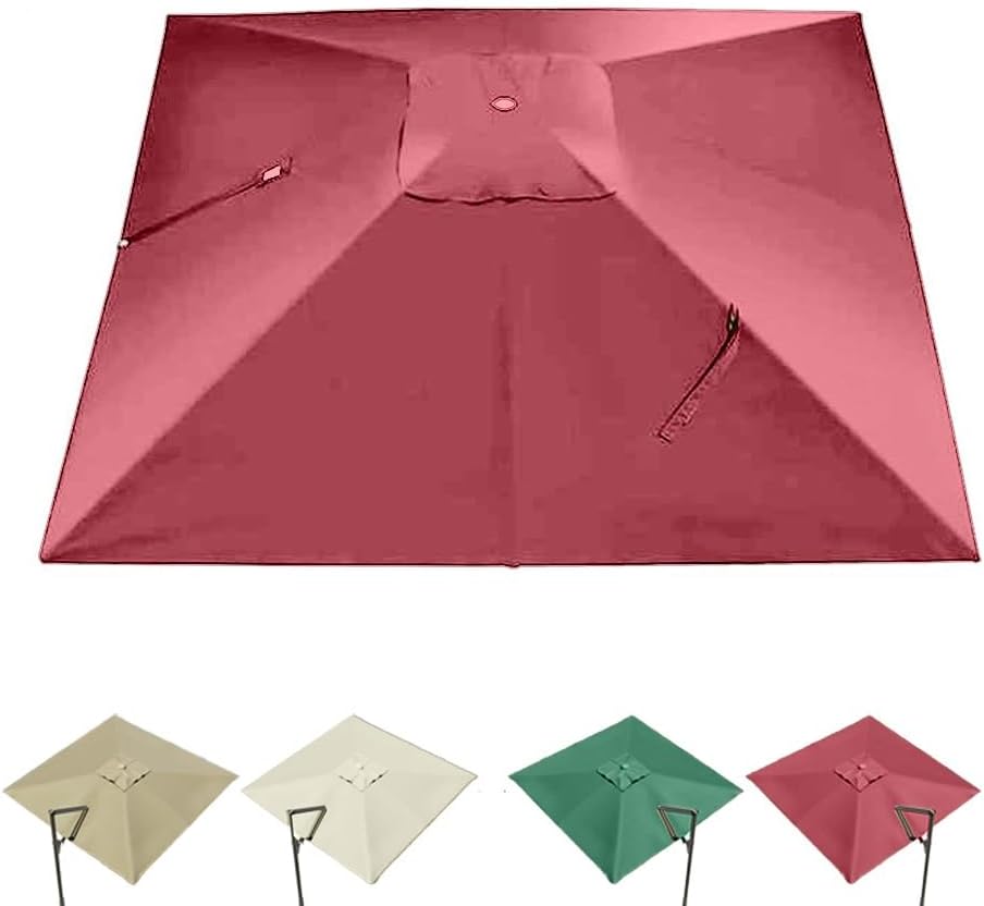 8 Ribs Square Umbrella Canopy 8'x8' Cantilever Patio Umbrella Replacement Cover Anti-UV Yard Market Parasol Top Cloth Replacement Fabric