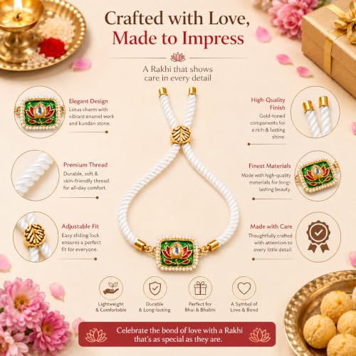 Image of M.F.H Premium Designer Rakhi for Brother | Adjustable Handmade Raki Bracelet |Traditional Raksha Bandhan Gift for Brother | Comfortable & Skin-Friendly RaKi