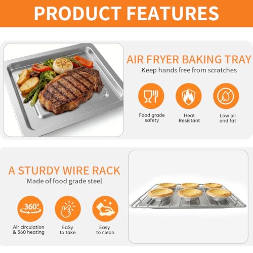 Image of Toaster Oven Accessories for Hamilton Beach Easy Reach 4 Slice Countertop Toaster Oven, 10.9x9.2 IN Food Grade Stainless Steel Toaster Oven Replacement Parts Sheet Pan Tray Rack, Dishwasher Safe