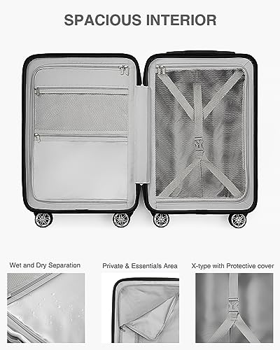 Luggex 20 Inch Carry On Luggage With Pocket Compartment - Polycarbonate Suitcase With Usb Port - Hassle-Free Travel Luggage Airline Approved, Expandable And Lightweight #TOP5