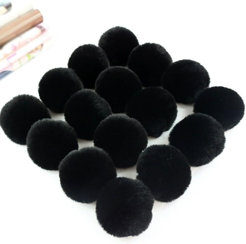 30 Pcs 2 Inch Faux Fur Balls Fuzzy Craft Pom Poms Fluffy Soft Pom Balls Fluffy Art Balls Decorative Crafts Plush Balls Clothes Decoration Pom Poms Black
