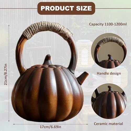 Théière en céramique au design citrouille, bouilloire d'exception