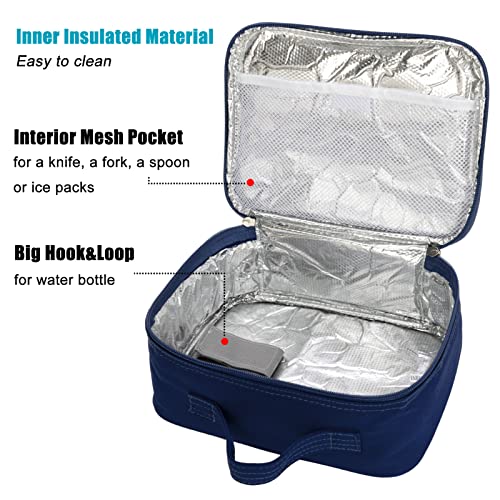 Hawlander Insulated Kids Lunch Box Bag For Boys And Girls, With Side Bottle Holder, Navy-Blue #TOP4