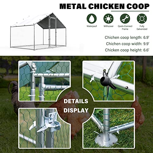 Metal Chicken Coop Large Chicken Runs For Yard With Cover,Chicken Coop With Run Walkin,Chicken Pen With Waterproof And Anti-Ultraviolet Cover,Duck Rabbit House Outdoor (64.35 Square Feet) #TOP26