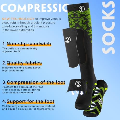Image of bropite Compression Socks 20-30 mmHg,6 Pairs Knee-High for Running,Nurses | Graduated 20-30mmHg support,better circulation,swelling relief,unisex all-day comfort for pregnancy & activity
