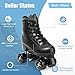 Gets Womens Roller Skates Light Up Wheels, Artificial Leather Adjustable Double Row 4 Wheels Roller Skates Shiny Skates for Teens,Adult (Black Wheel,38-US: 7)