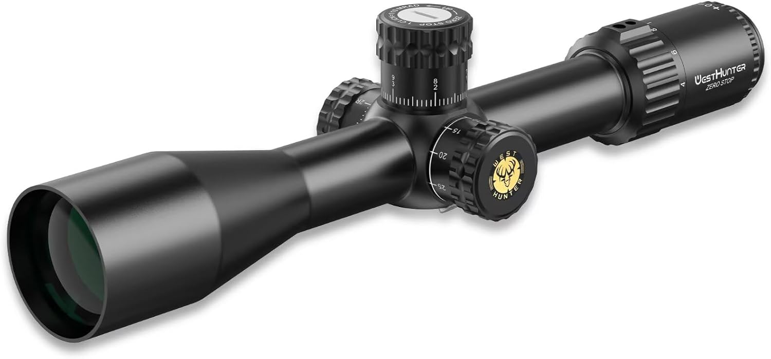WestHunter Optics HD 4-16x44 FFP Precision Zero Stop Riflescope, 30 mm Tube First Focal Plane Etched Glass Reticle Tactical 1/10 MIL Shooting Scope