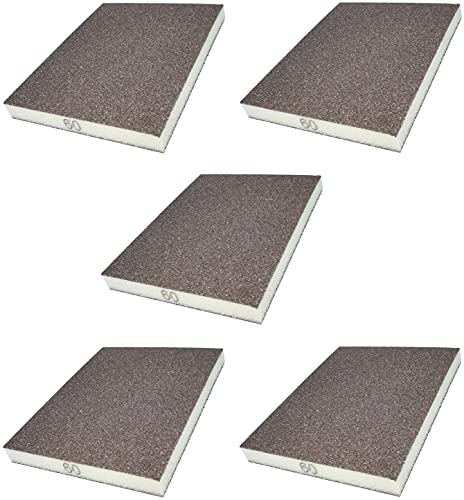 AERZETIX - Juego de 5 - Almohadilla abrasiva - Esponja de Lijado Suave - Grano P60-124x98x12mm - tampón para lijar y pulir - C50023