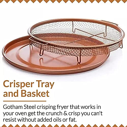 WFHTU-Mesh-Baking-Tray-Non-Stick-Round-Baking-Pan-Chips-Crisping-Basket-Microwave-Oven-Copper-Baking-Tray-BBQ-Tray-Baking-Tool
