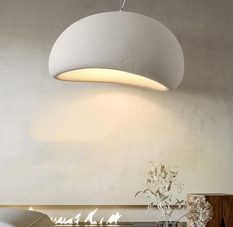 Dopa Dopastore Lampadario a Sospensione Attacco E27 Design Moderno Stile Minimal Lampadario Wabi Sabi 40/50/60CM Portalampada Bianco da Interno IP20 (40 CM)