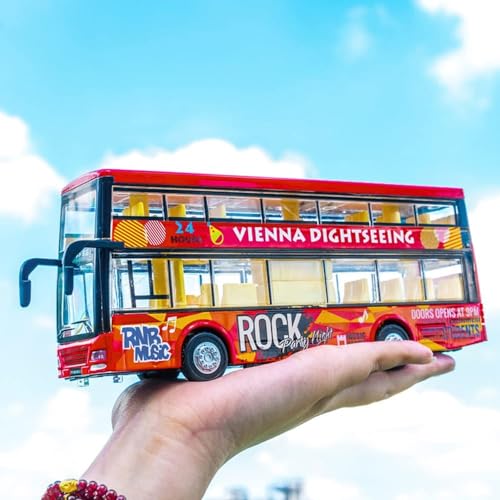 Image of DEOXY Light and Music Alloy Double Decker Bus Toy Boy Children's Toy Car Open Door Large School Bus Model