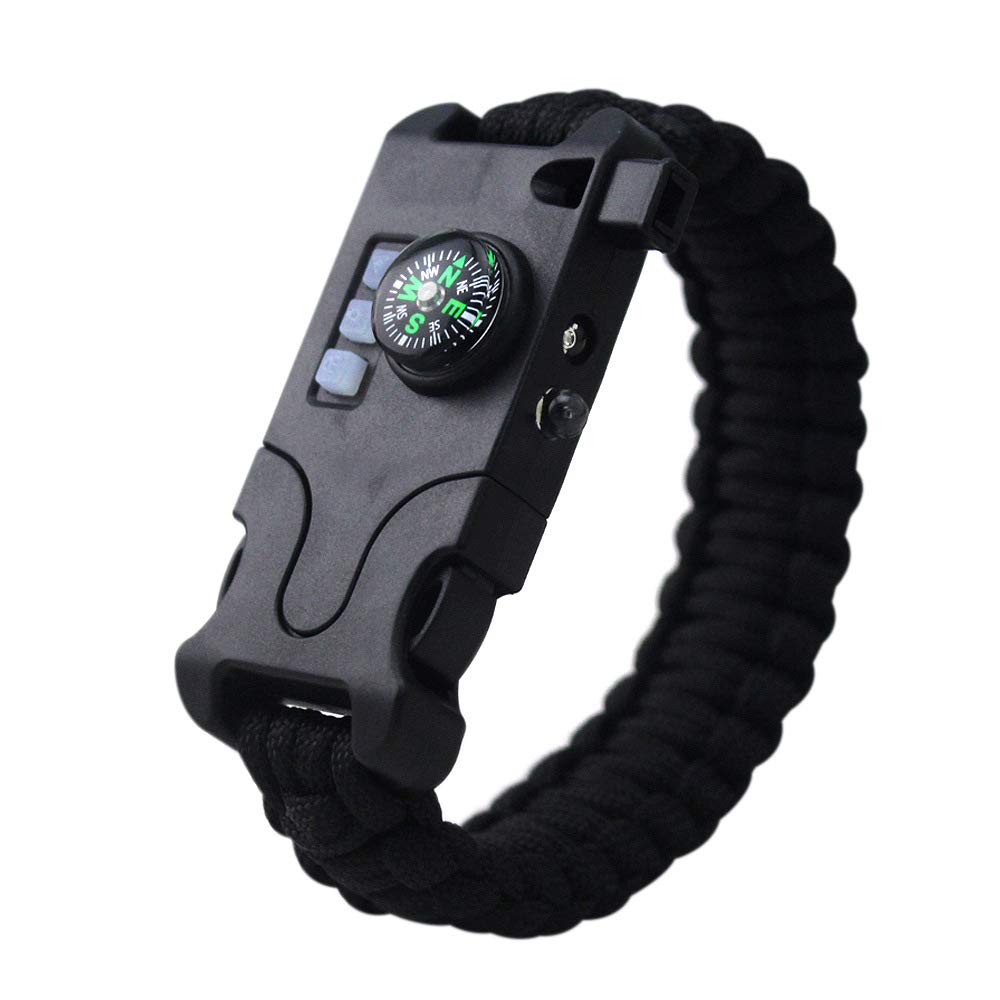 Rechargeable All in 1 Paracord Bracelet, 2019 New 7 String Woven Sports Survival Parachute Cord Wristband Gear Kit with Emergency First Aid Multi-Tool Accessories for Outdoor Wilderness Adventure