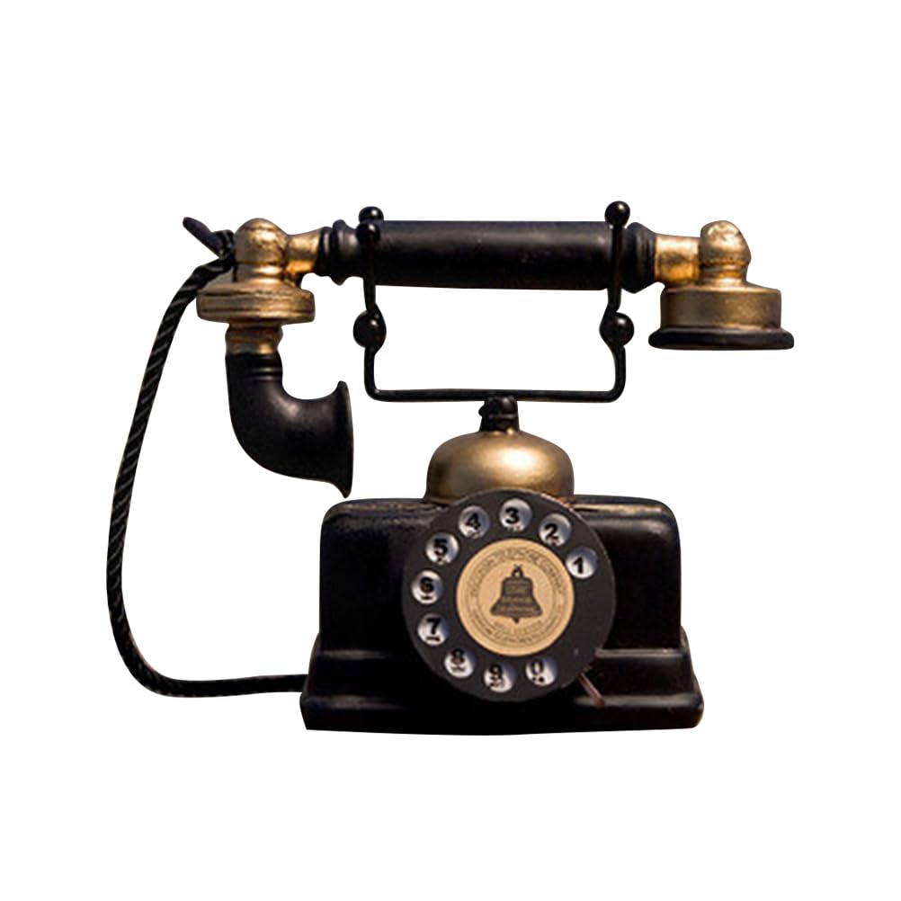 GRIRIW 1pc Old Classic Retro Telephone Decoration Groceries Antique Props Wicker Light Shade Child Telephone Toy Vintage Room Decor Turntable Decorative Strip to Rotate Desktop
