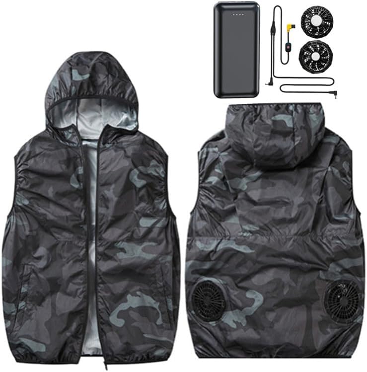 Jacket with Fans for Cooling,Men's 360° Air Cooling Fan Vest–9-Blade, 3-Speed, 13H Wearable AC for Outdoor Use